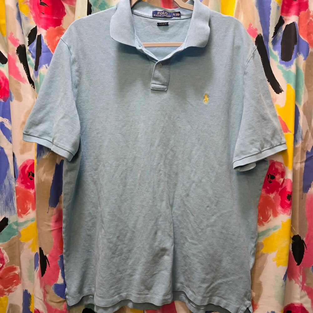 Polo Ralph Lauren mens light blue short sleeve polo shirt classic fit XL‎